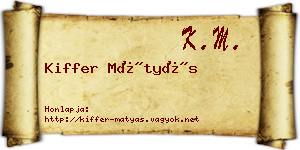 Kiffer Mátyás névjegykártya